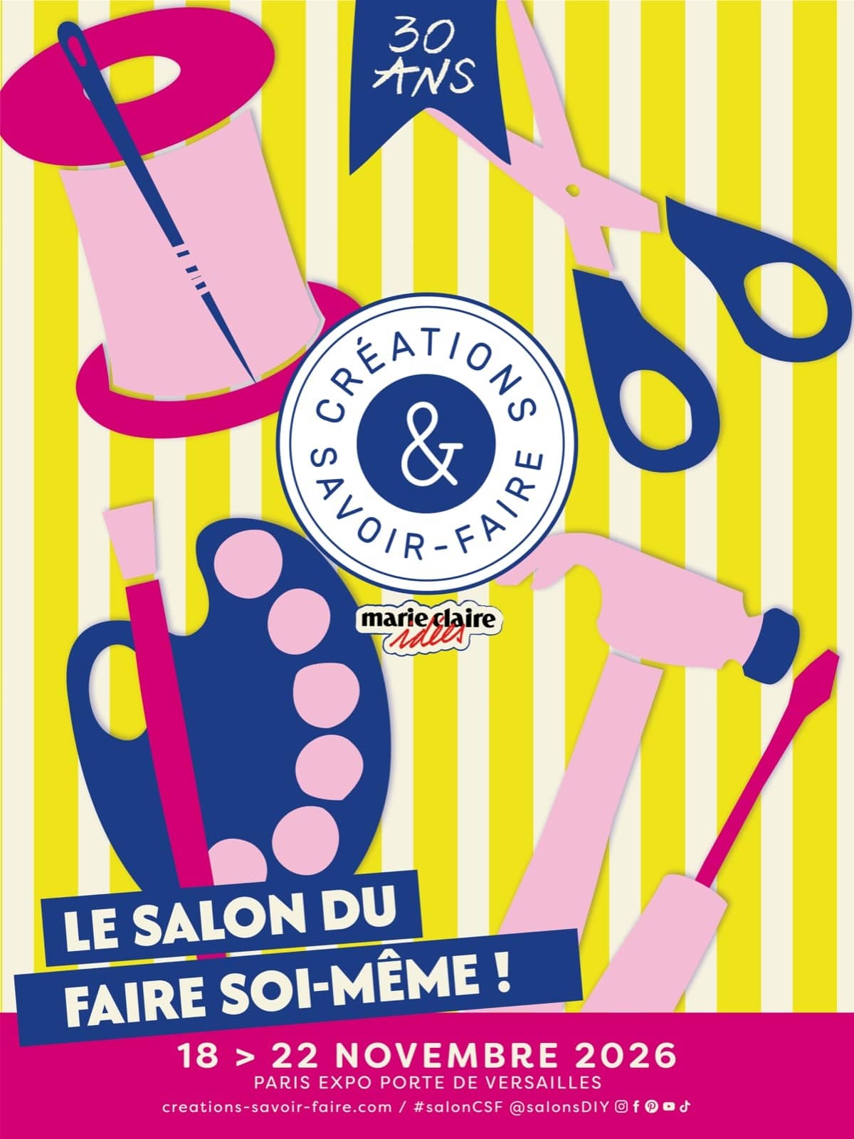 Affiche verticale des 30 ans de Créations & savoir-faire, du 18 au 22 novembre 2026 à Paris Expo
