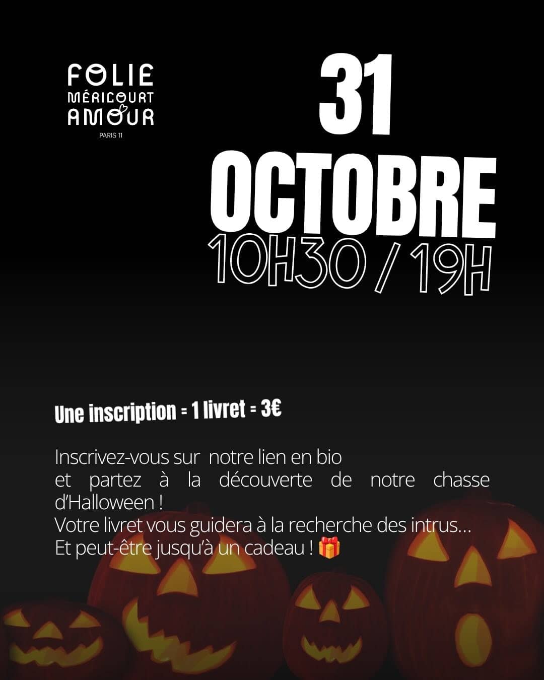 Visuel officiel : 31 octobre, 10h30-19h, une inscription égale un livret à 3 euros